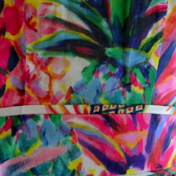 J.CREW Ratti Multicolor Painted Pineapple Summer Spaghetti Strap Midi Dress - Picture 8 of 16
